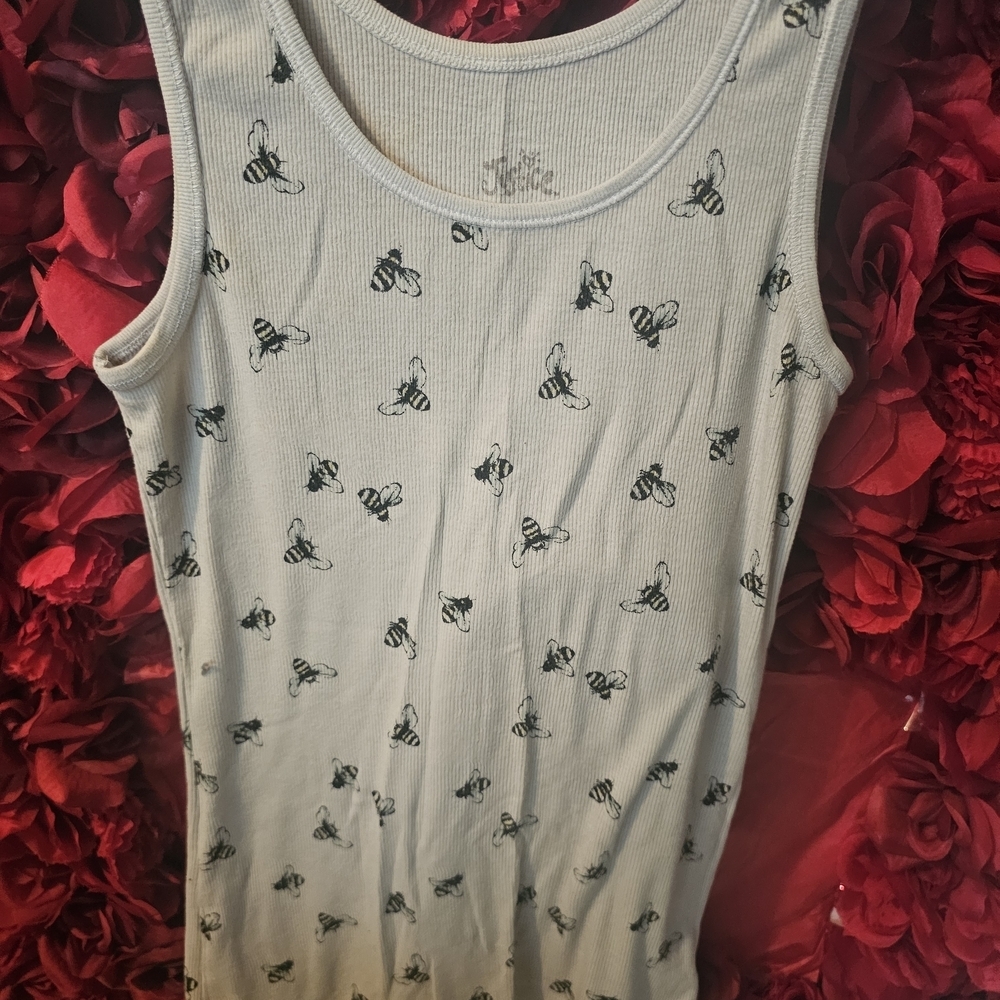 Justice Girls Bee Print White Tank Top Size 14